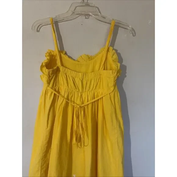 Candies Yellow Y2K Ruffle‎ Embroidery Eyelet Trim Sundress Sleeveless Dress 3 - Picture 8 of 10